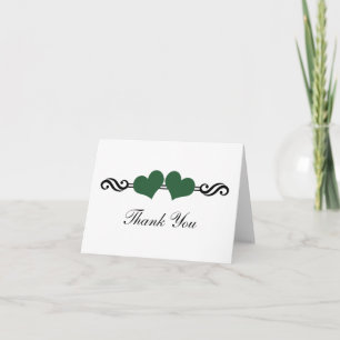 Tarjeta De Agradecimiento Elegante Corazones Boda Gracias Tarjeta, Verde
