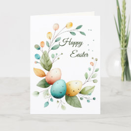 Tarjeta De Agradecimiento Elegante Corona Floral de Acuarela de Pascua
