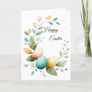 Tarjeta De Agradecimiento Elegante Corona Floral de Acuarela de Pascua