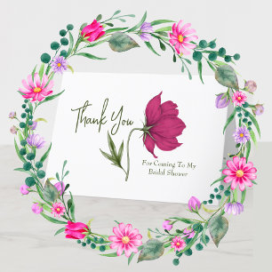 Tarjeta De Agradecimiento Elegante Cosmos Floral Rojo para Despedida de Solt