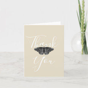 Tarjeta De Agradecimiento Elegante crema de mariposa Purpurina negro doblado
