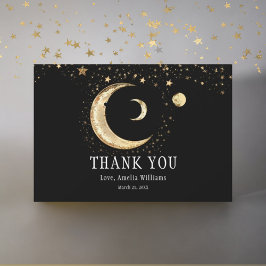 Tarjeta De Agradecimiento Elegante Crescent Moon Celestial Gold Gracias