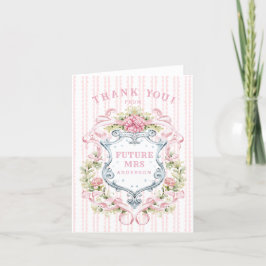 Tarjeta De Agradecimiento Elegante Cresta de Ducha de Novia Floral