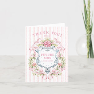 Tarjeta De Agradecimiento Elegante Cresta de Ducha de Novia Floral