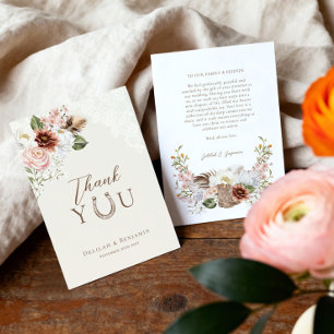 Tarjeta De Agradecimiento Elegante Cresta Floral Occidental con Letra de Vaq