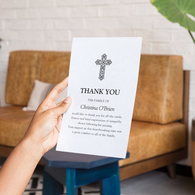 Tarjeta De Agradecimiento Elegante Cruz Celta Knot | Bermudas funerarias (Subido por el creador)