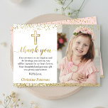 Tarjeta De Agradecimiento Elegante Cruz de Oro Rosa Chica Baptismo Foto<br><div class="desc">Elegante cruz de oro rosa Chica bautismo Foto Tarjeta de agradecimiento</div>