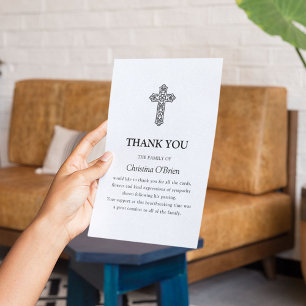 Tarjeta De Agradecimiento Elegante Cruz del Nudo Celta   Duelo Funeral