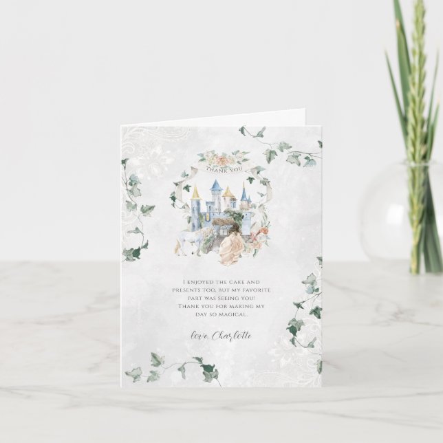 Tarjeta De Agradecimiento Elegante cuento de hadas | Cumpleaños de la Prince (Anverso)