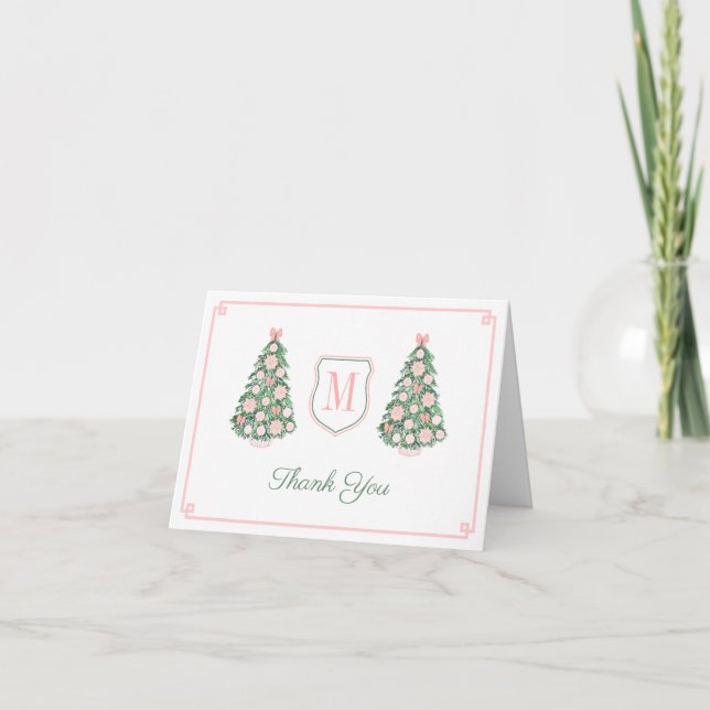 Tarjeta De Agradecimiento Elegante Cumpleaños de bebé de Navidad con Monogra (Anverso)