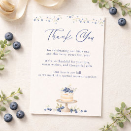 Tarjeta De Agradecimiento Elegante Cumpleaños de Blueberry