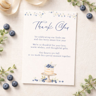 Tarjeta De Agradecimiento Elegante Cumpleaños de Blueberry