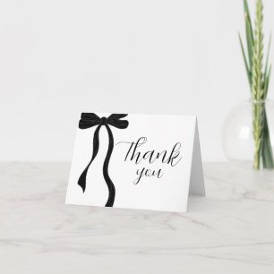 Tarjeta De Agradecimiento Elegante Cumpleaños de Lazo Negro Moderno