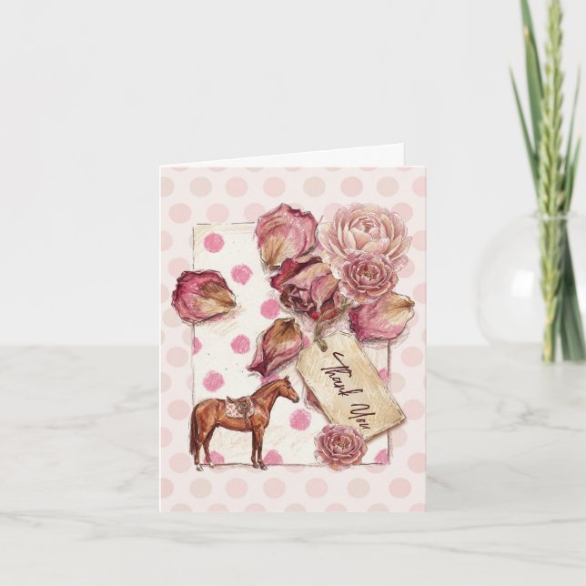 Tarjeta De Agradecimiento Elegante Cumpleaños Ecuestre del Cazador (Anverso)