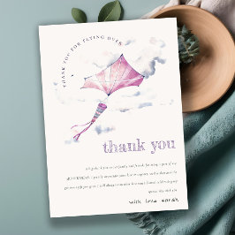 Tarjeta De Agradecimiento Elegante Cute Rosa Flying Kite Nubes Sky