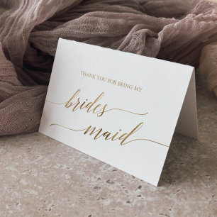 Tarjeta De Agradecimiento Elegante dama de honor de la caligrafía de oro