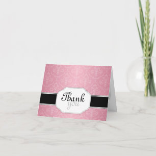 Tarjeta De Agradecimiento Elegante Damasco Rosa Moderno