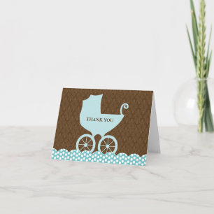 Tarjeta De Agradecimiento Elegante Damasco y transporte para bebés Gracias