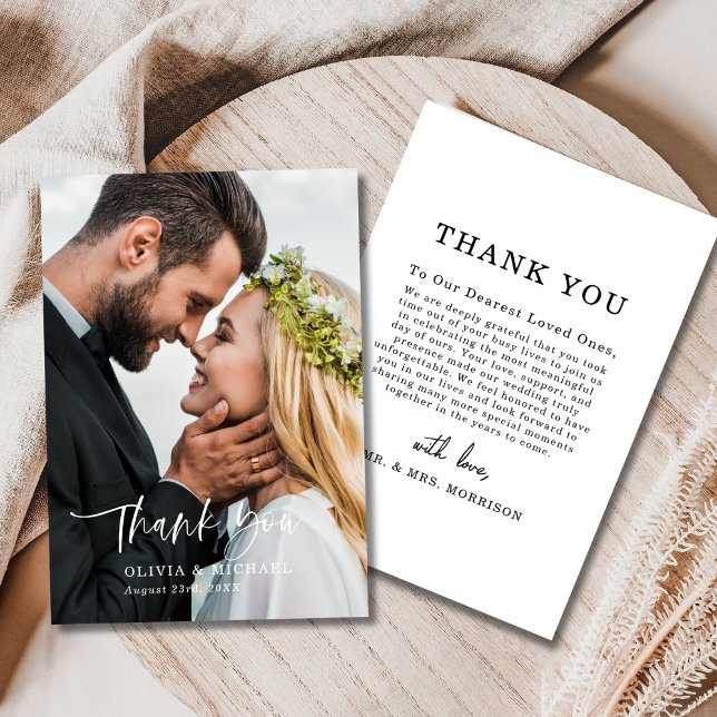 Tarjeta de agradecimiento elegante de Boda fotográ (Subido por el creador)