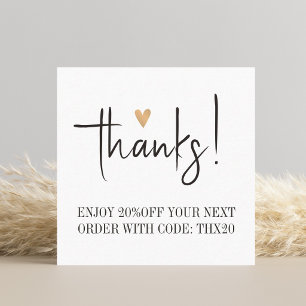 Tarjeta de agradecimiento elegante de cupón en bla