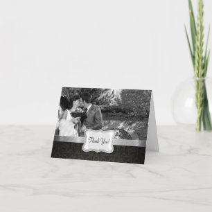Tarjeta de agradecimiento elegante de damasco negr