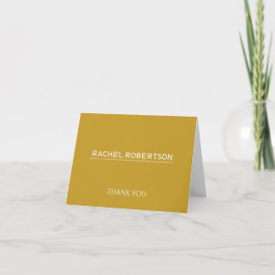 Tarjeta de agradecimiento elegante de oro con nomb