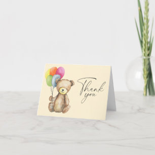 Tarjeta de agradecimiento elegante de oso de acuar