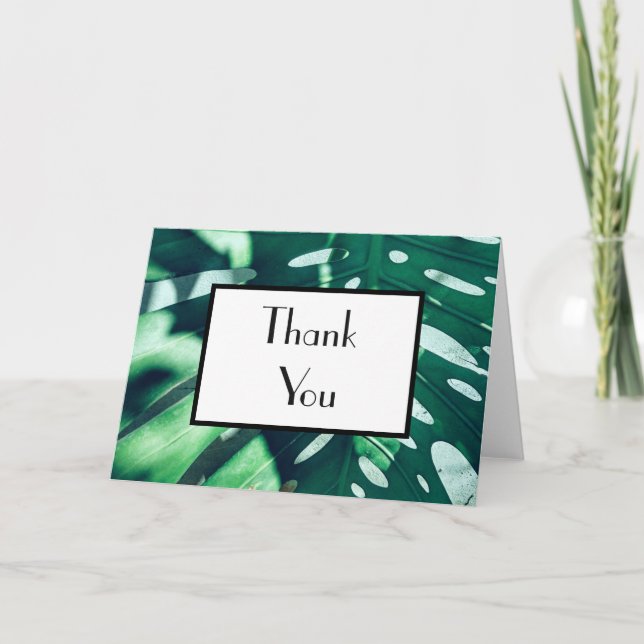 Tarjeta de agradecimiento elegante de planta verde (Anverso)