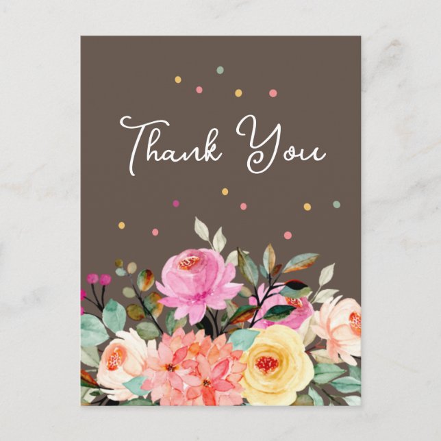 Tarjeta de agradecimiento elegante de regalo flora (Anverso)