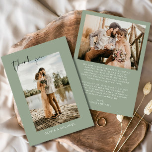 Tarjeta de agradecimiento elegante de Sage Green P