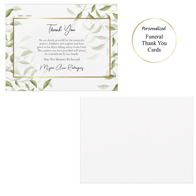 Tarjeta De Agradecimiento Elegante deja marco dorado Funeral Ortodoxo (Subido por el creador)