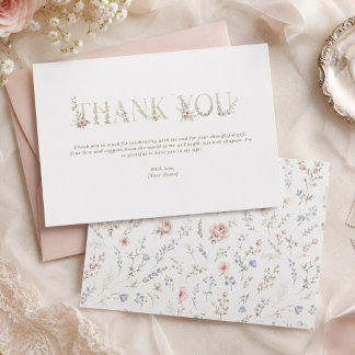 Tarjeta De Agradecimiento elegante delicado floral primavera NOVIA gracias