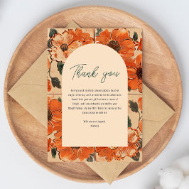 Tarjeta De Agradecimiento Elegante Desayuno Nupcial Boho de Terracota