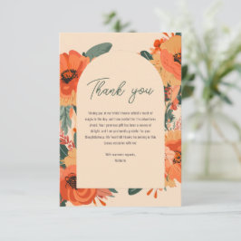 Tarjeta De Agradecimiento Elegante Desayuno Nupcial Floral de Terracota