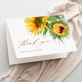 Tarjeta De Agradecimiento Elegante Desayuno Nupcial Rústico de Girasoles