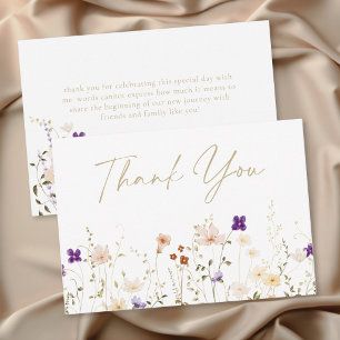 Tarjeta De Agradecimiento Elegante Despedida de Soltera con Flores Silvestre