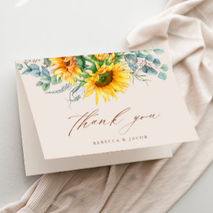 Tarjeta De Agradecimiento Elegante Despedida de Soltera Rústica de Girasoles