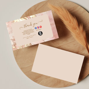 Tarjeta De Agradecimiento Elegante diseño de mármol rosa profesional en oro