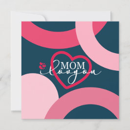 Tarjeta De Agradecimiento Elegante diseño Texto Mamá te amo con corazón