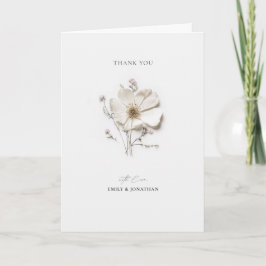 Tarjeta de agradecimiento elegante doblada de rosa
