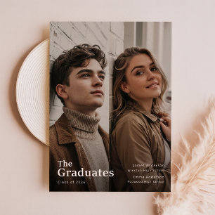 Tarjeta De Agradecimiento Elegante doble graduación conjunta Foto Graduación