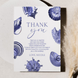 Tarjeta De Agradecimiento Elegante ducha azul de conchas mareales