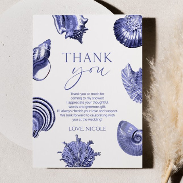 Tarjeta De Agradecimiento Elegante ducha azul de conchas mareales (Subido por el creador)