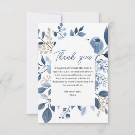 Tarjeta De Agradecimiento Elegante Ducha Azul Floral Boho Bridal Shower