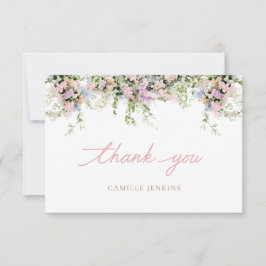 Tarjeta De Agradecimiento Elegante ducha Bahía con flores rosadas Gracias