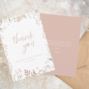 Tarjeta De Agradecimiento Elegante Ducha Botánica Neutral Bridal