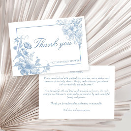 Tarjeta De Agradecimiento Elegante ducha de bebé azul polvoriento botánico