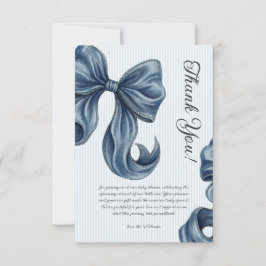 Tarjeta De Agradecimiento Elegante ducha de bebé con lazo azul a rayas