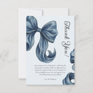Tarjeta De Agradecimiento Elegante ducha de bebé con lazo azul a rayas