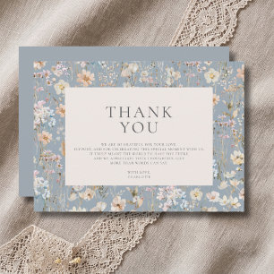 Tarjeta De Agradecimiento Elegante Ducha de Bebé Flor Silvestre Azul Polvori